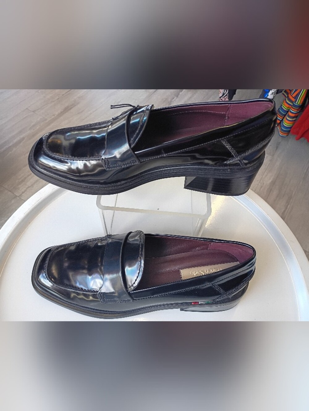 Franco Sarto Black Patent Leather Penny Loafers - Picture 4 of 11